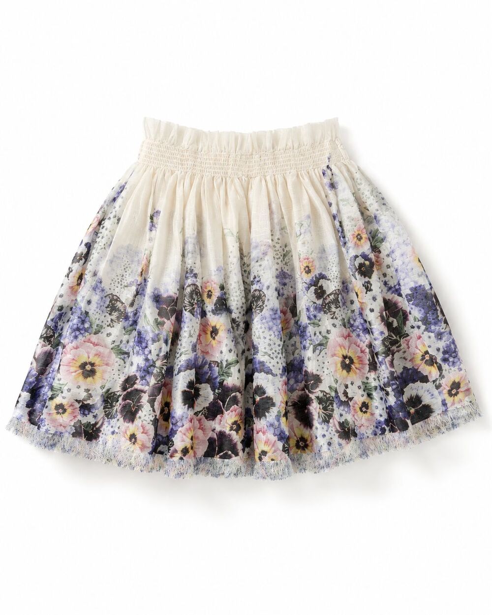 Zimmermann Tama Flip Silk Linen Skirt Purple Pansy Size 0 US 4 Floral Mini